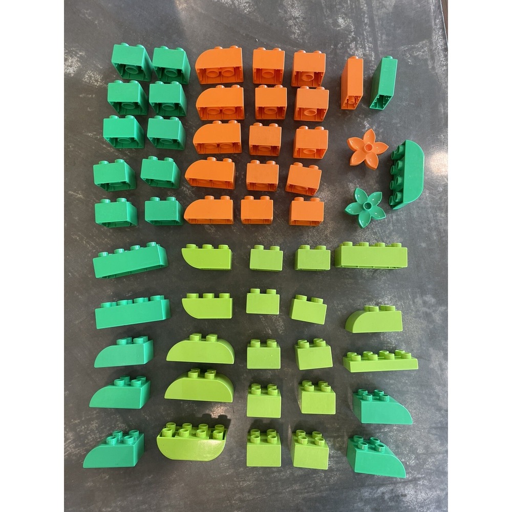 LEGO DUPLO Building Blocks 55pc Mixed Size Lot Bright Green Lime Orange
